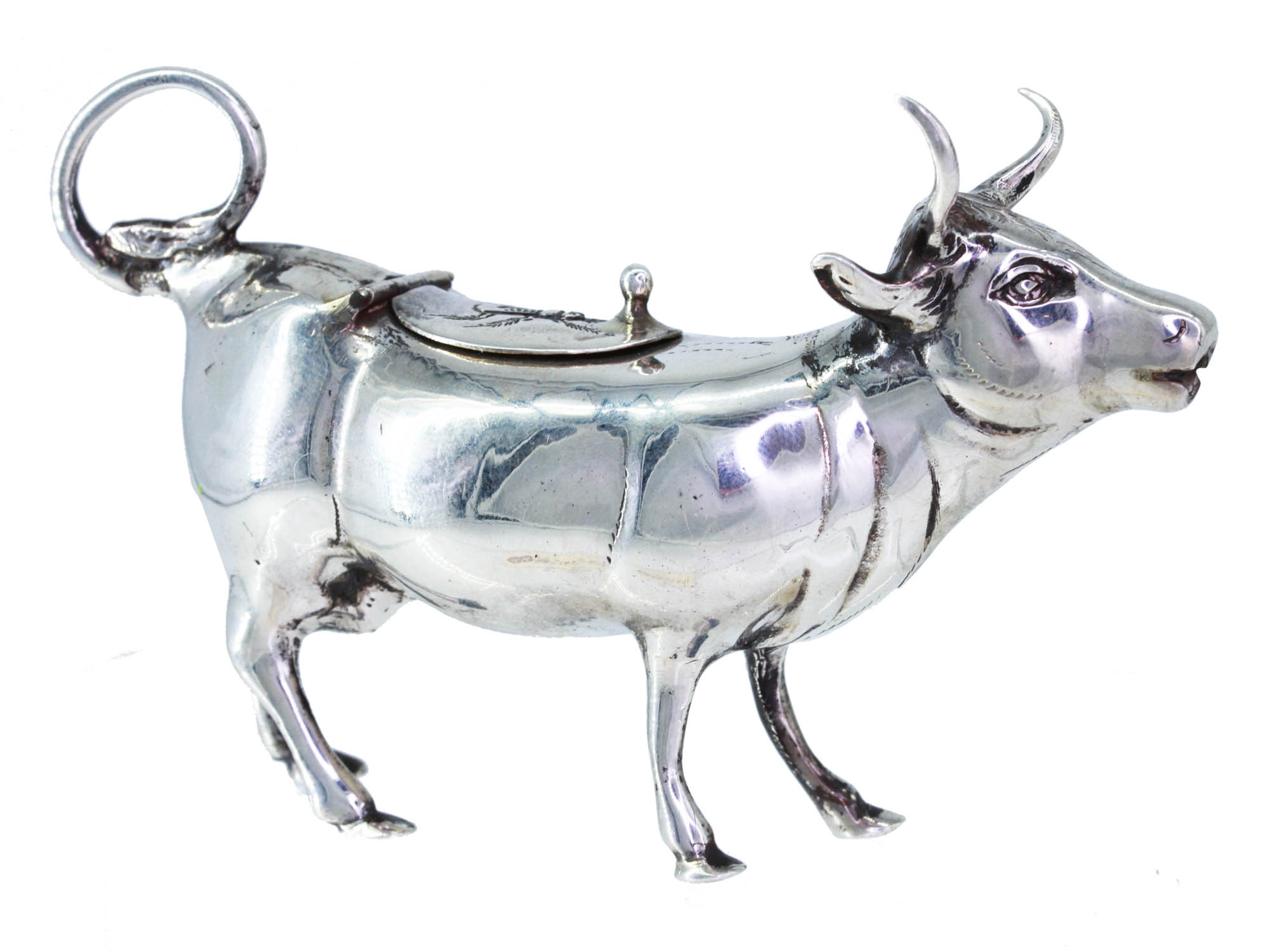 ANTIQUE GERMAN 925 STERLING SILVER COW CREAMER PIC-1